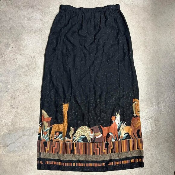 Vintage Haggerty Artwear Midi Animal Safari Printed Skirt Size Small - Picture 4 of 7